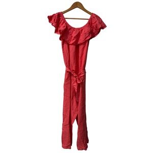 Tommy Bahama Linen Dye Cropped Jumpsuit Paradise Coral SMALL PETITE